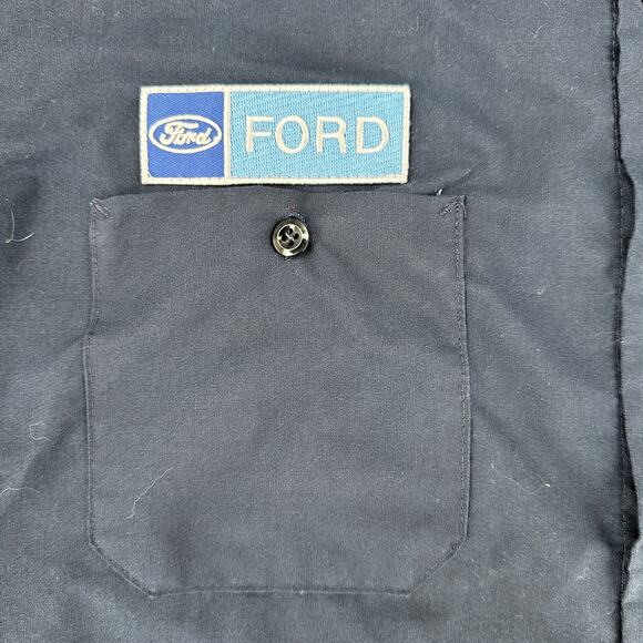 Ford Mustang Blue Pit Mechanic Button Down Work Crew Shirt Official Licensed XL - Picture 4 of 5